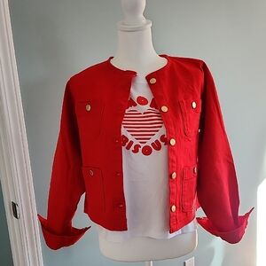 🌷SALE🌷SALE🌷Red Jean Jacket W/ Tshirt